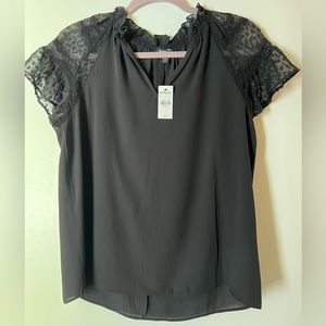 Express limited edition blouse with short/shoulder sleeves! Size S, Black lace